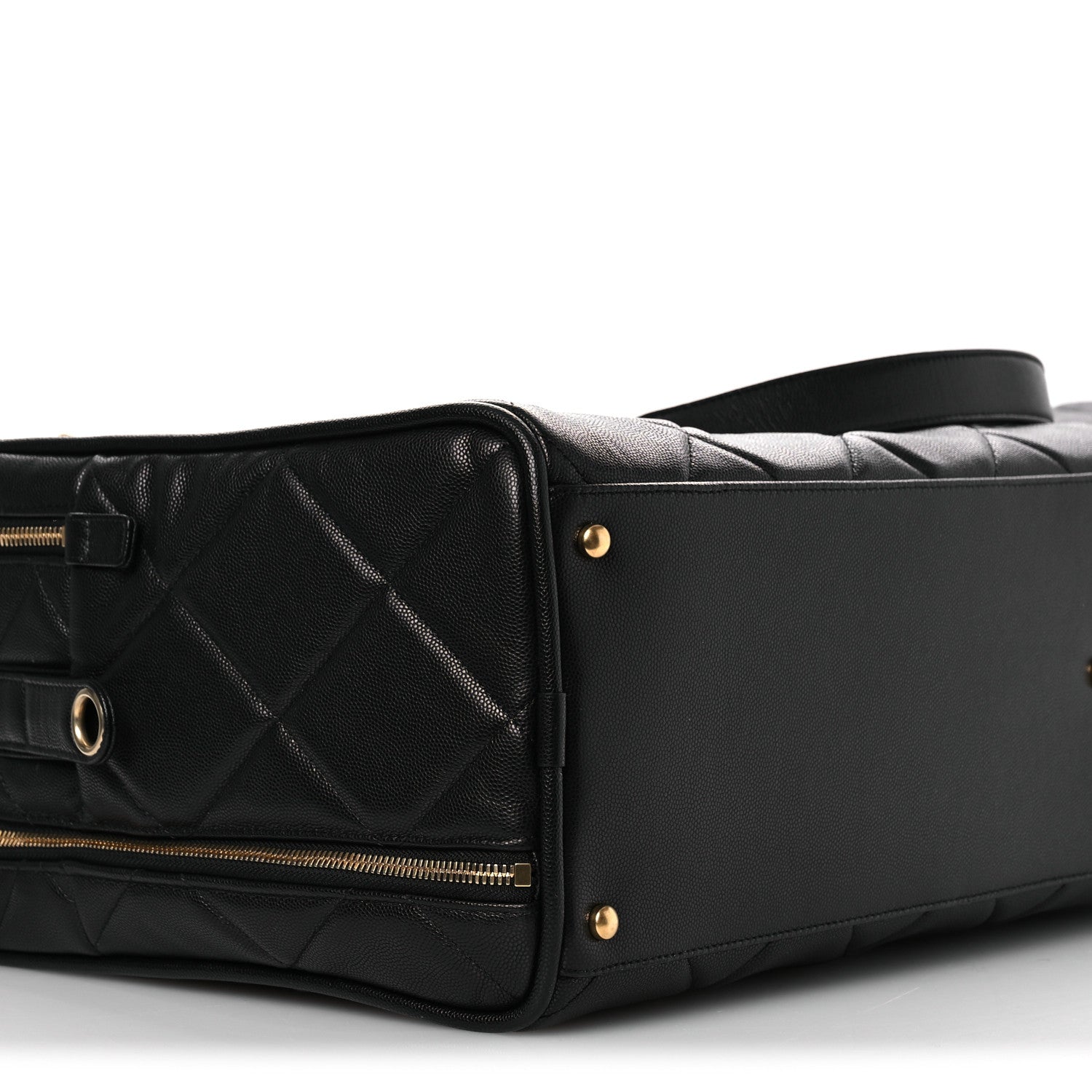 Chanel Shiny Grained Calfskin Quilted Large Travel Bowling Bag Black 9 of 12