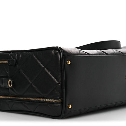 Chanel Shiny Grained Calfskin Quilted Large Travel Bowling Bag Black 9 of 12