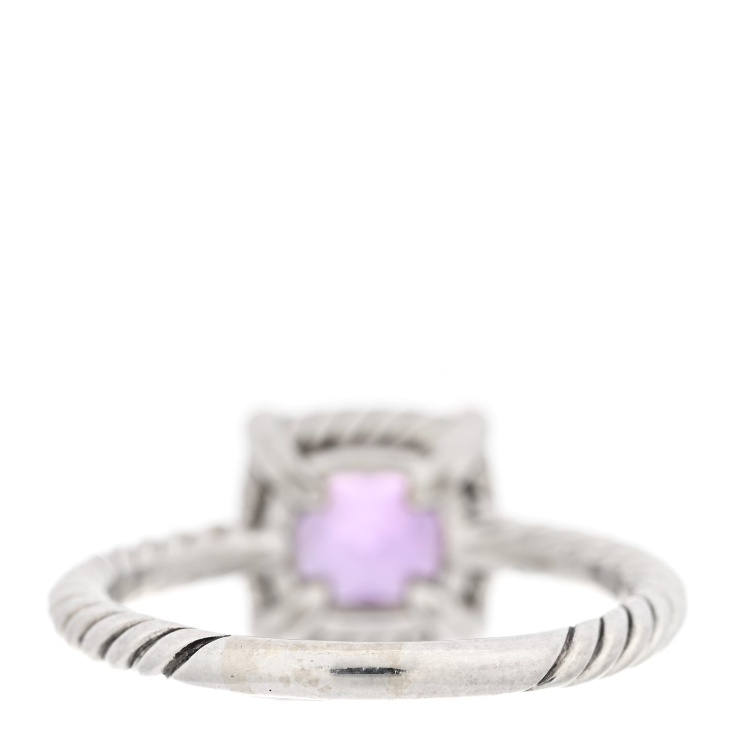 Sterling Silver Diamond Amethyst 7mm Chatelaine Pave Bezel Ring 57 8
