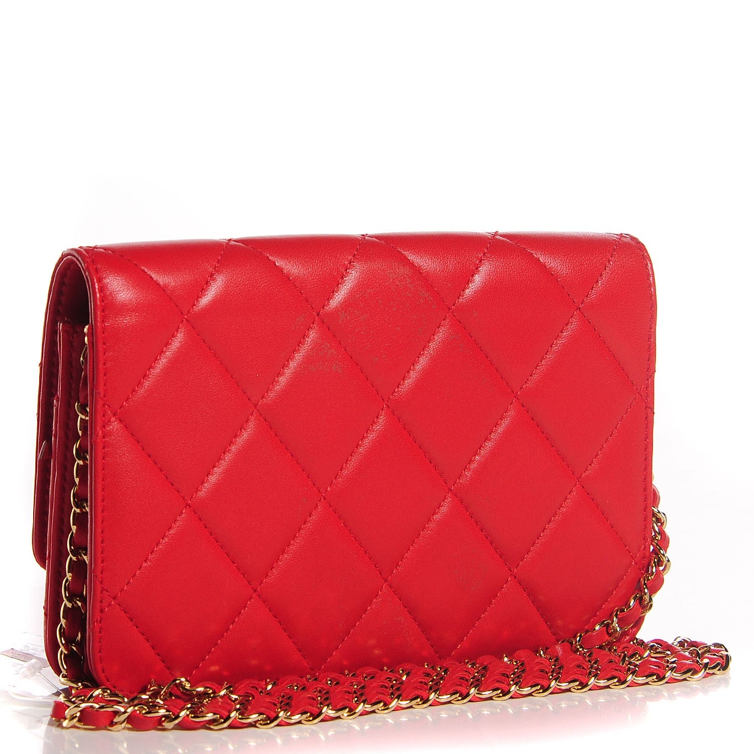 Chanel Lambskin Quilted Golden Class Wallet on Chain WOC Red 3 of 9
