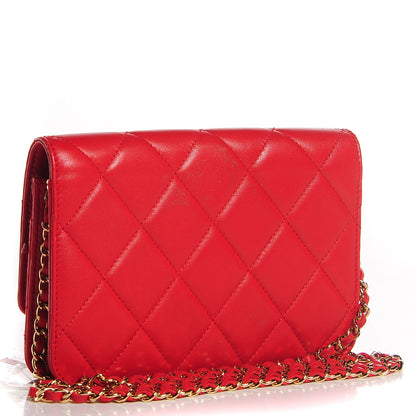 Chanel Lambskin Quilted Golden Class Wallet on Chain WOC Red 3 of 9