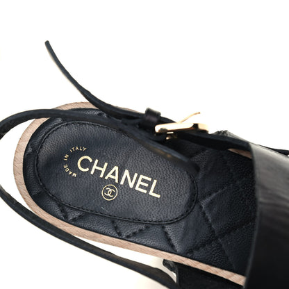 Chanel Wood Calfskin CC Hinge Wedge 40 Black 9 of 9