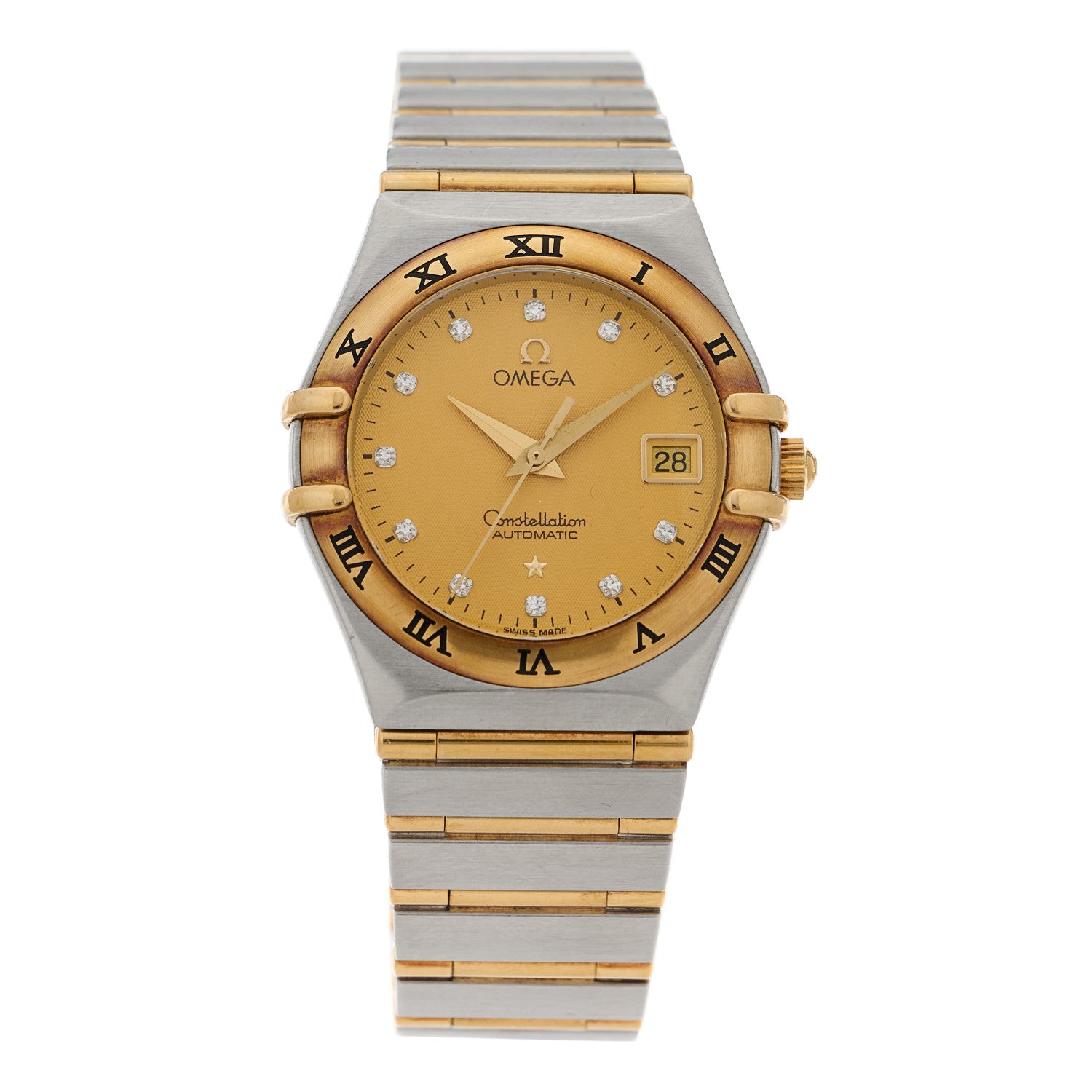 Omega Stainless Steel 18K Yellow Gold Diamond 27mm Constellation Quartz Watch Champagne 1292.15.00 1 of 4