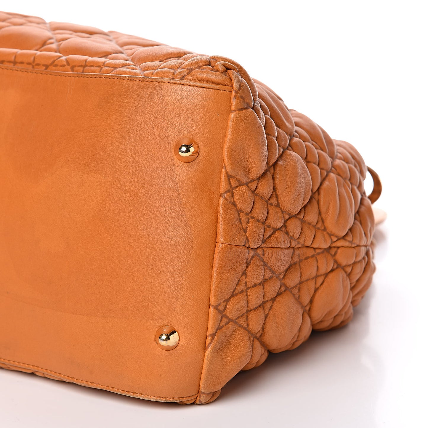 Lambskin Cannage Large Soft Lady Dior Shopping Tote Orange