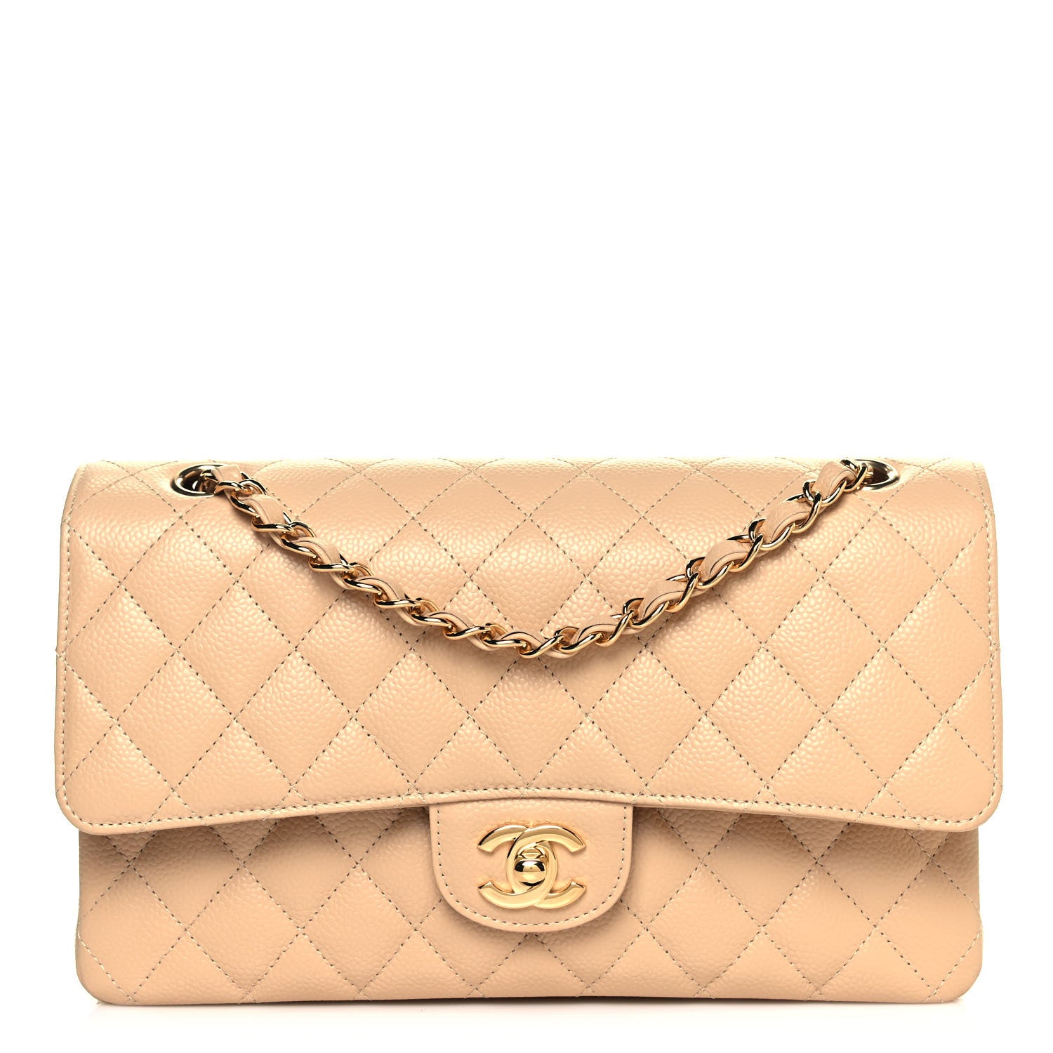 Chanel Caviar Quilted Medium Double Flap Beige 1 of 14