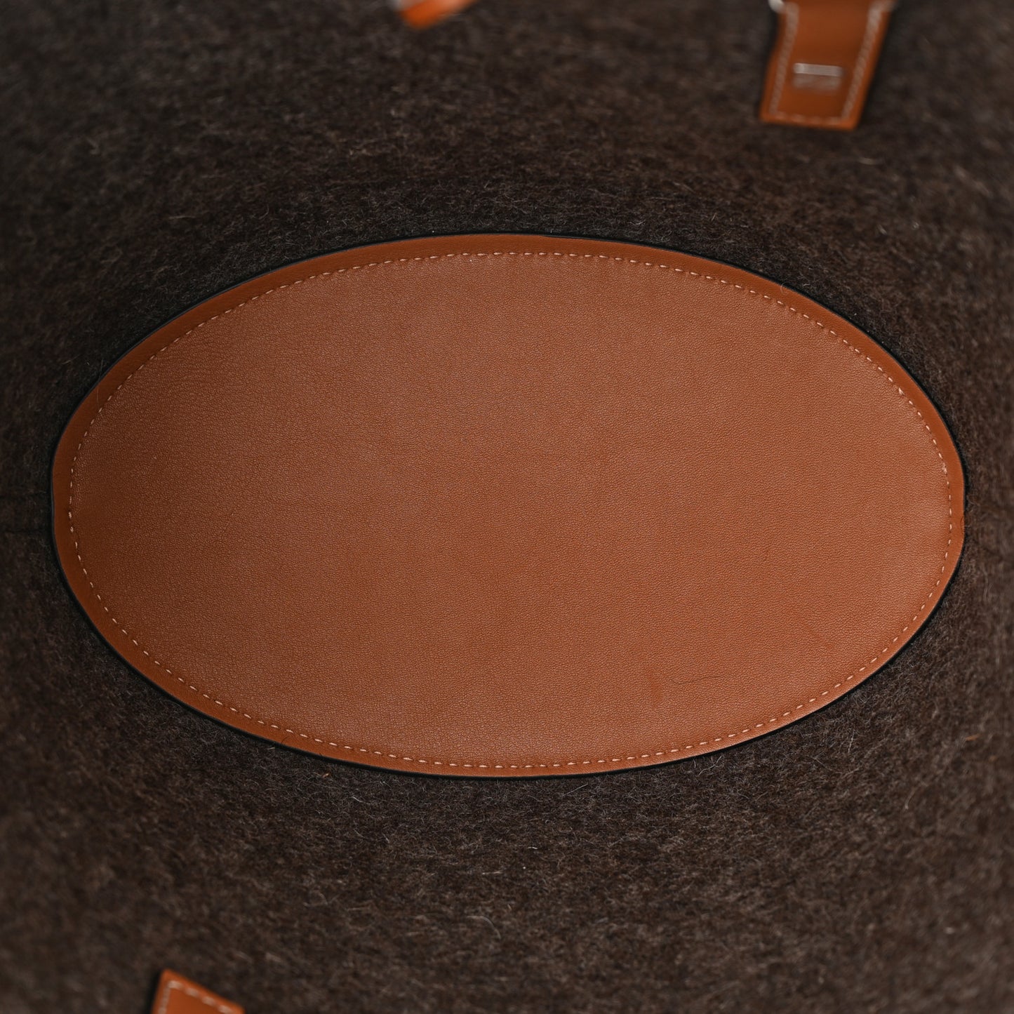 Calfskin Felt Elephant Basket Tote Beige Brown