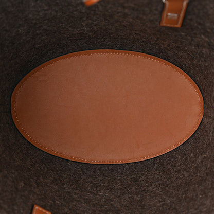 Loewe Calfskin Felt Elephant Basket Tote Beige Brown 6 of 11