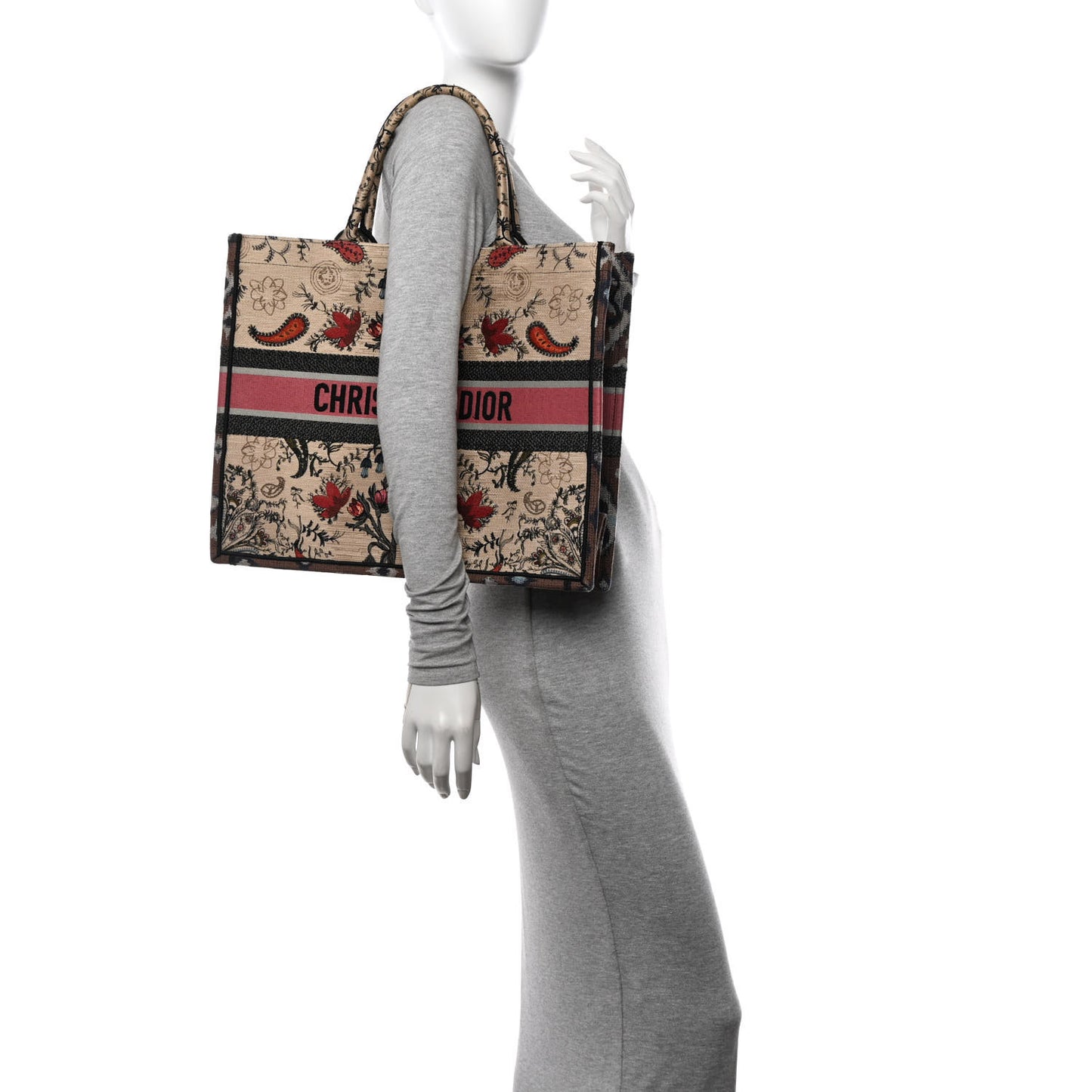 Canvas Embroidered Large Broderie Dior Flowers Book Tote Multicolor