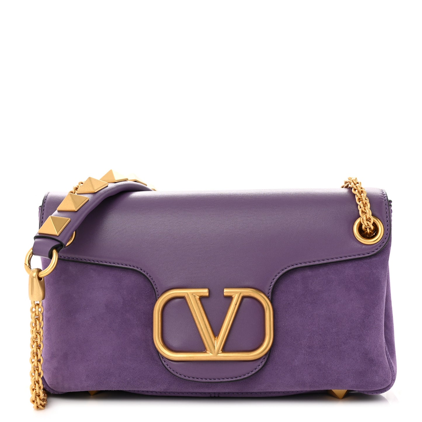 Nappa Suede Stud Sign Shoulder Bag Indian Violet