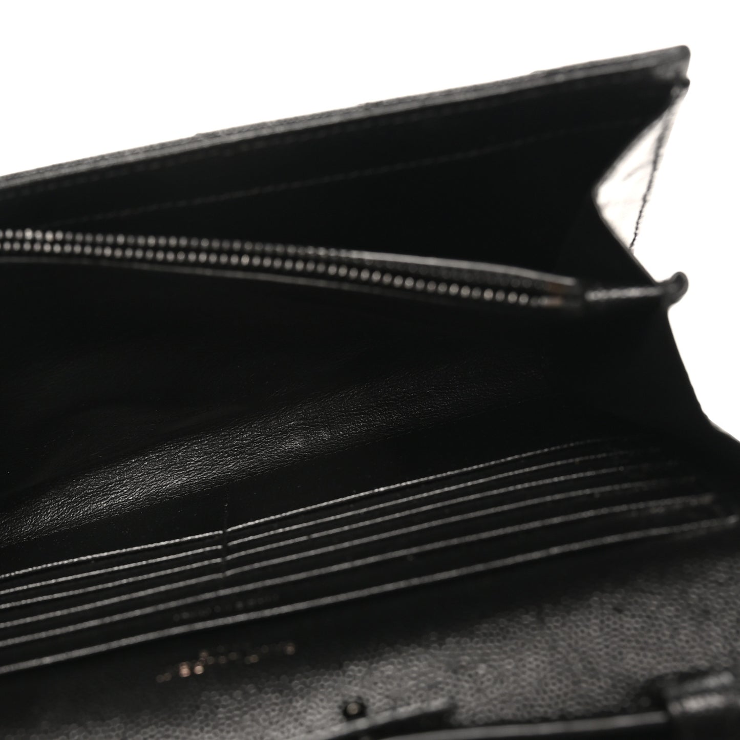 Grain De Poudre Matelasse Chevron Monogram Monochrome Chain Wallet Black