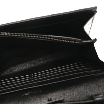 Saint Laurent Grain De Poudre Matelasse Chevron Monogram Monochrome Chain Wallet Black 5 of 9
