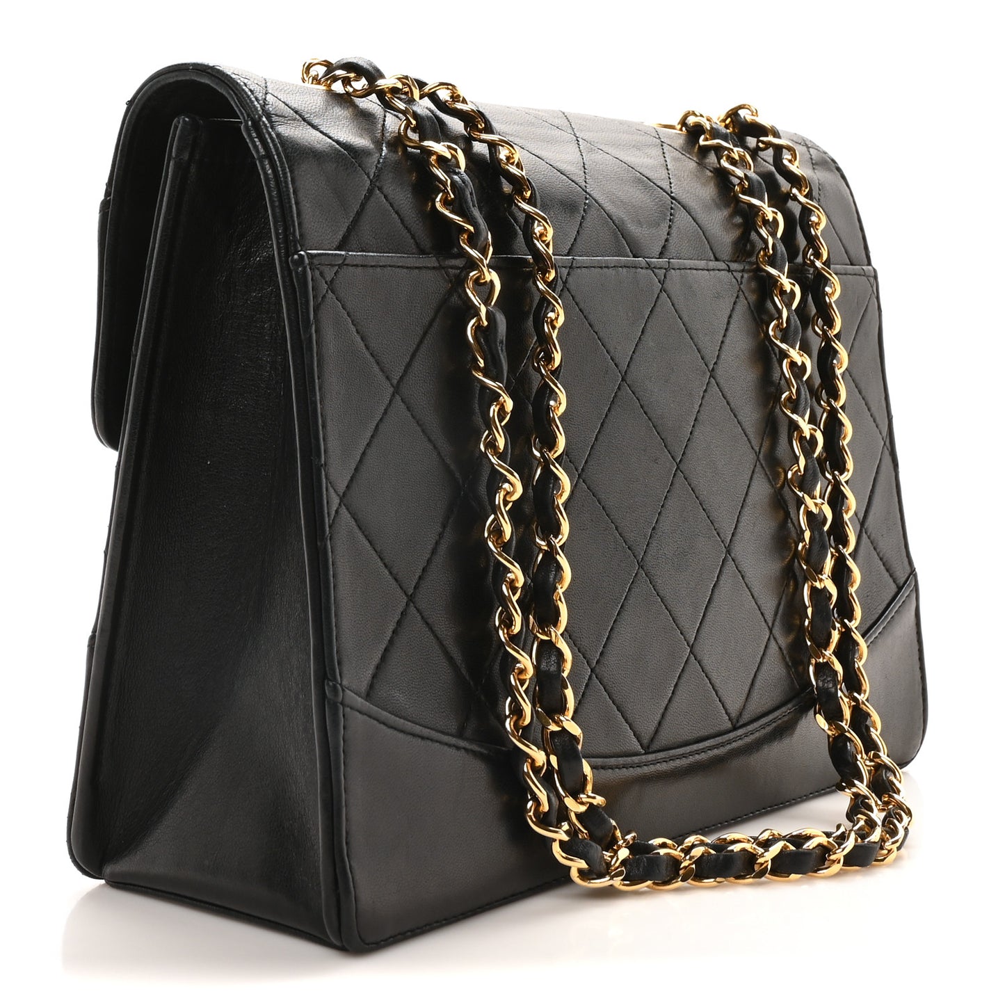 Lambskin Quilted Medium Mademoiselle Single Flap Black