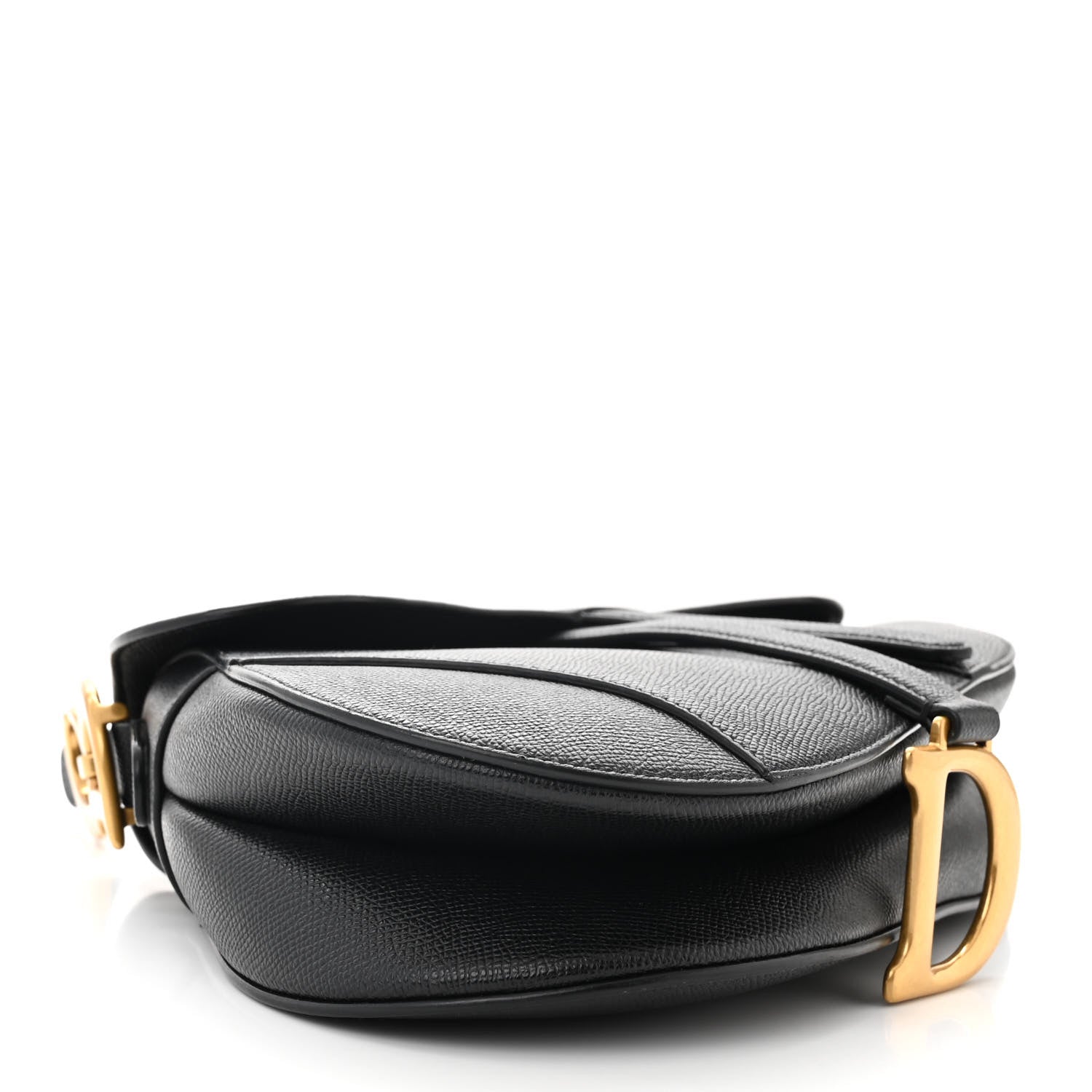 Christian Dior Grained Calfskin Saddle Bag With Strap Black 4 of 12