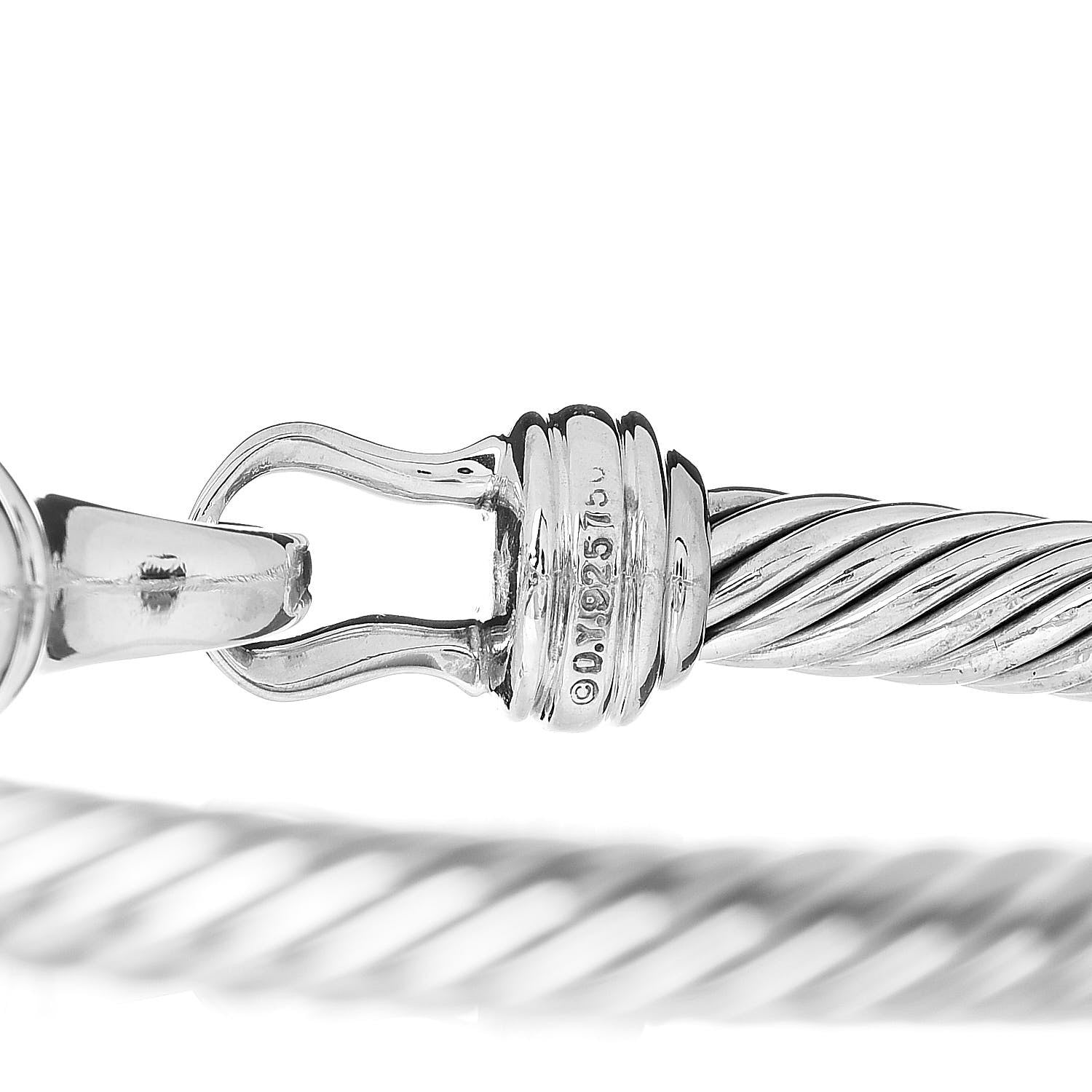 David Yurman Sterling Silver Diamond 5mm Cable Buckle Bracelet 4 of 4