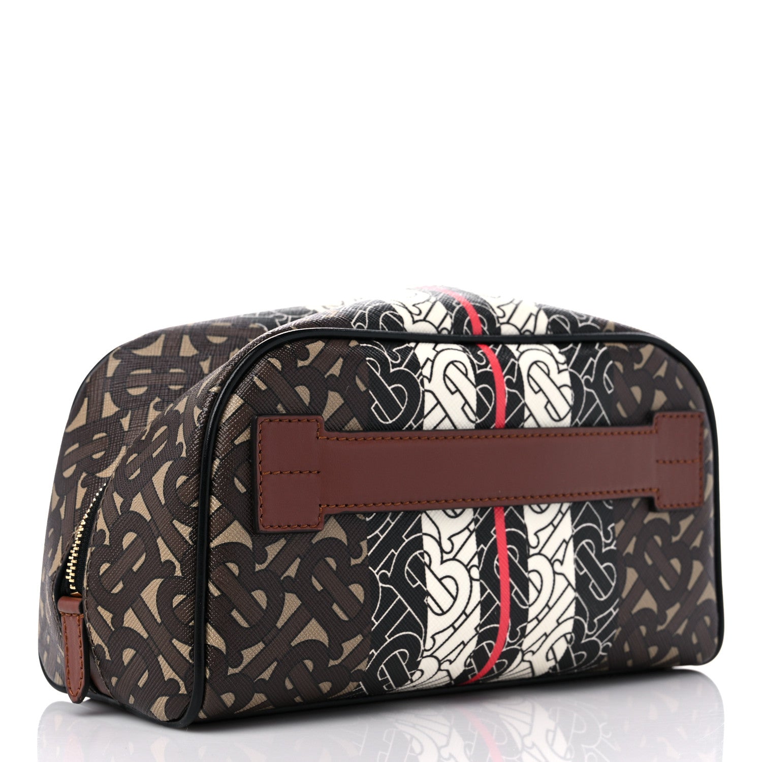 Burberry E-Canvas Monogram Stripe Travel Pouch Bridle Brown 3 of 8