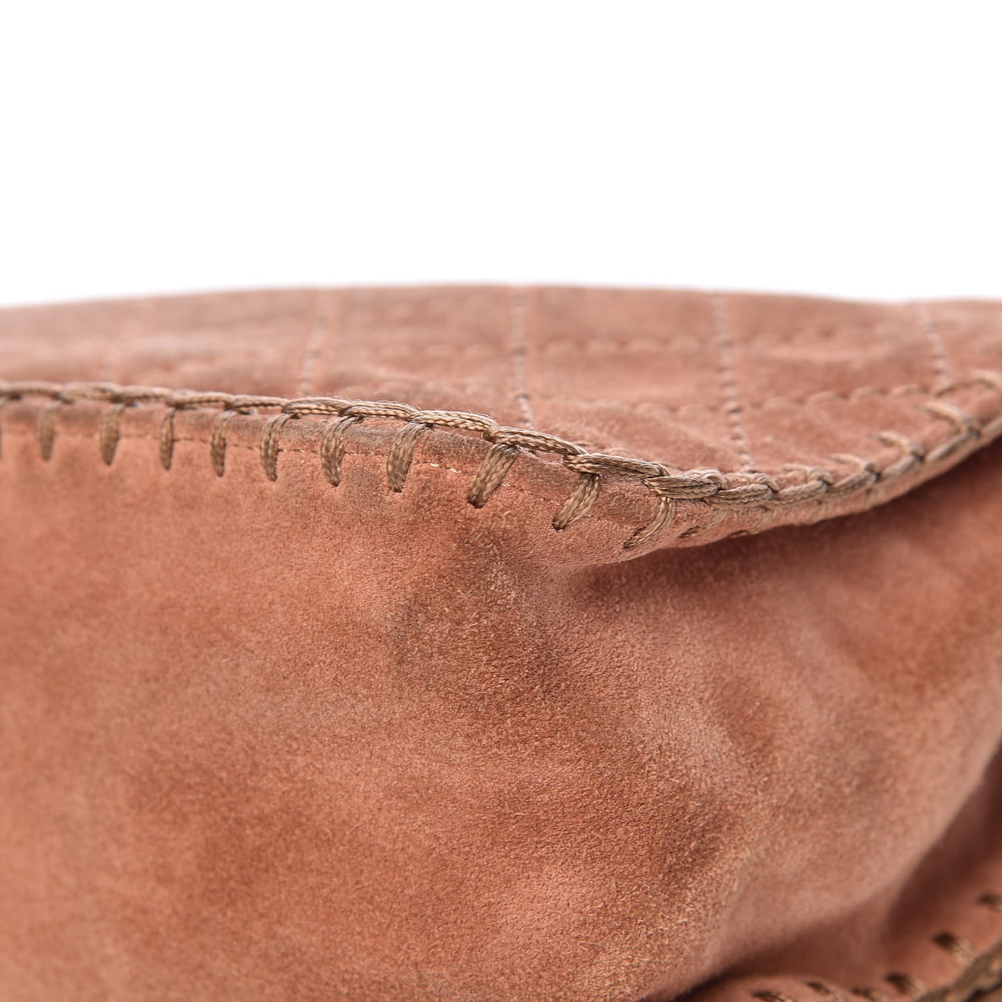 Suede Calfskin Stitch Flap Light Brown