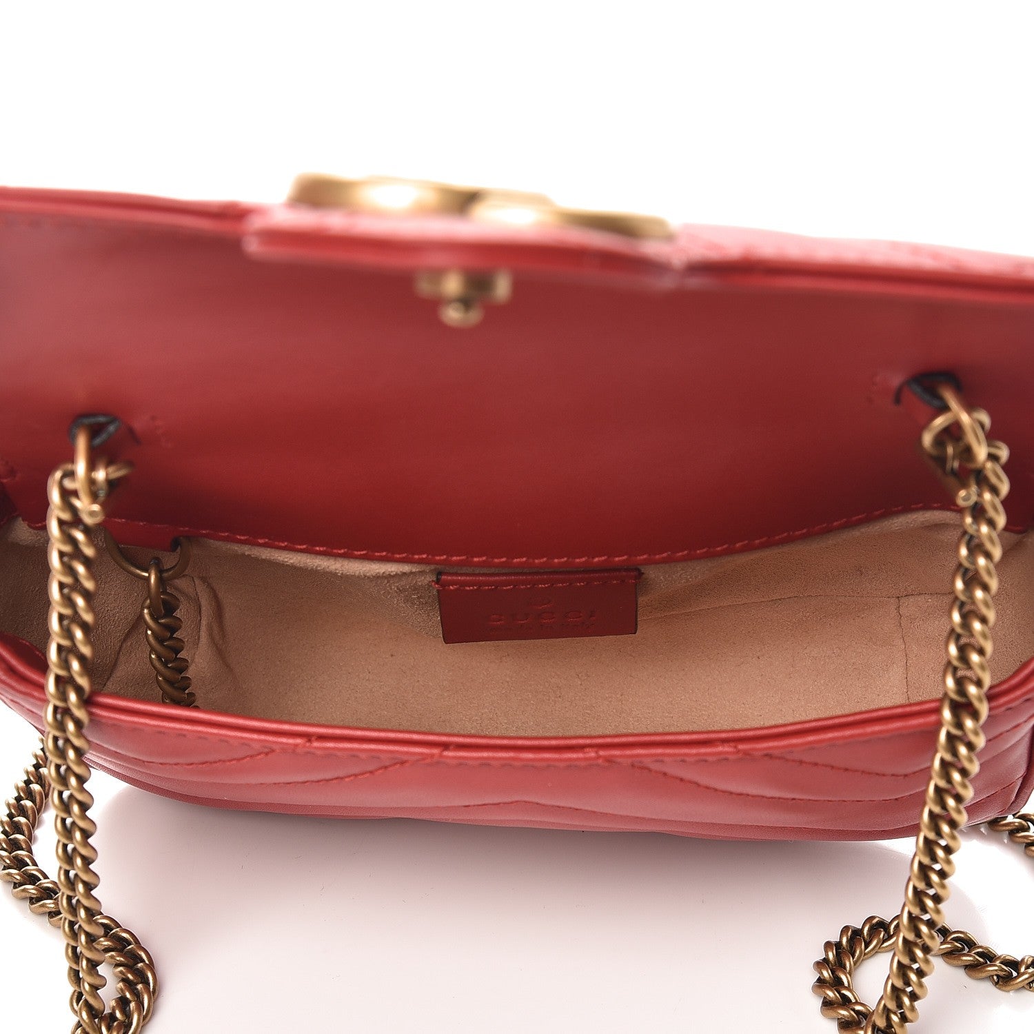 Gucci Calfskin Matelasse Super Mini GG Marmont Shoulder Bag Hibiscus Red 5 of 8