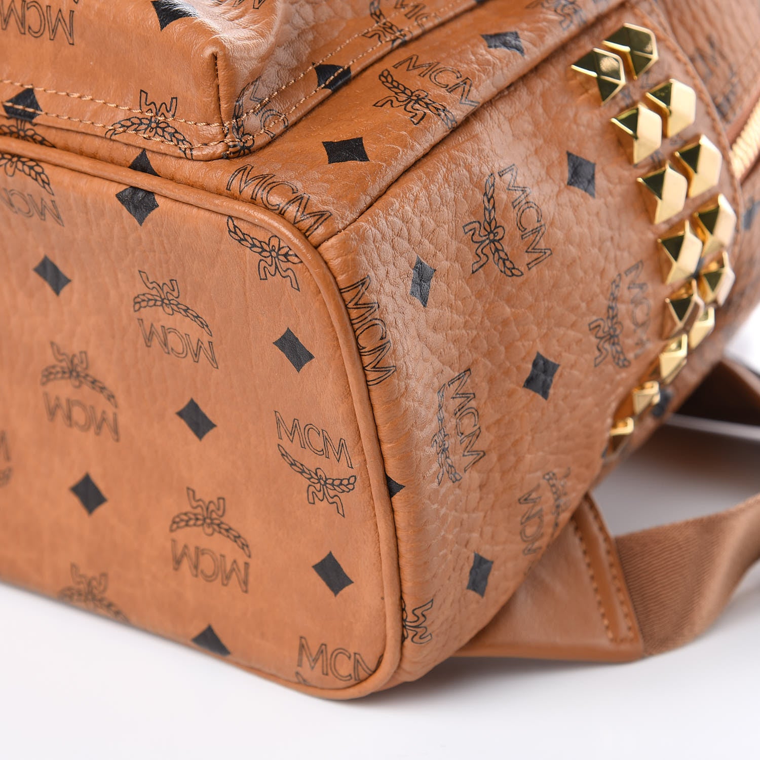 MCM Visetos Small Side Stud Stark Backpack Cognac 9 of 11