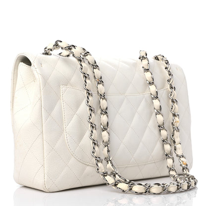 Chanel Caviar Quilted Jumbo Single Flap White 3 of 18