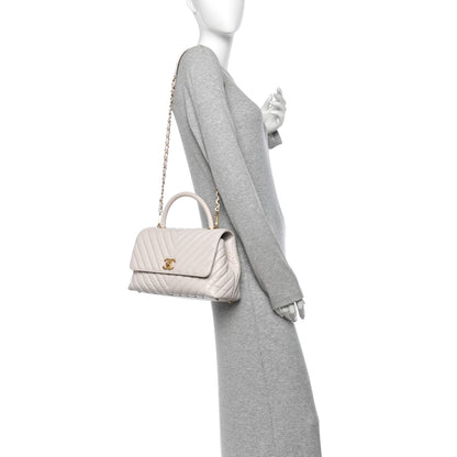 Chanel Aged Calfskin Chevron Quilted Small Coco Handle Flap Rose Pale 2 of 10