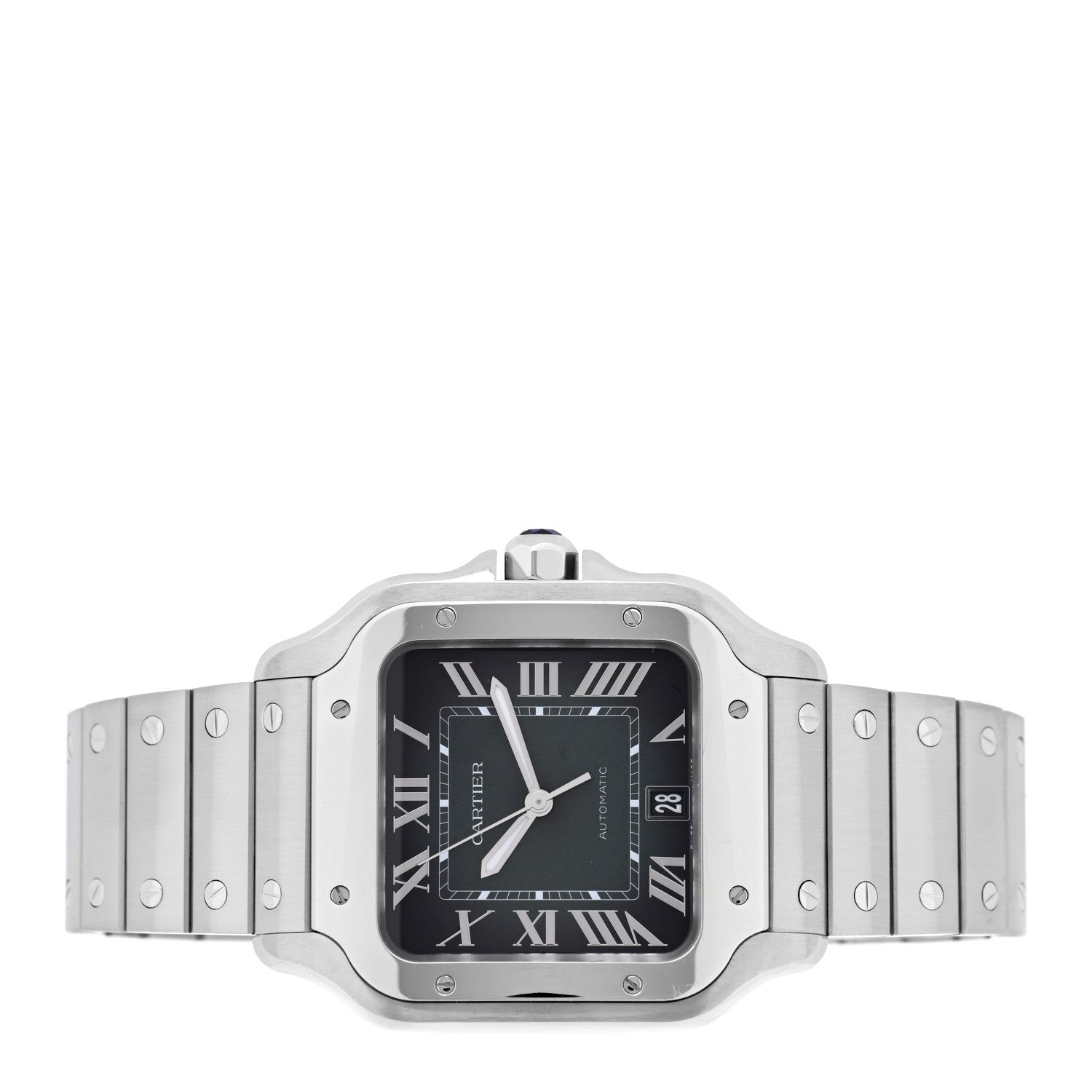 Cartier Stainless Steel 39.8mm Santos De Cartier Automatic Watch Green 2 of 6