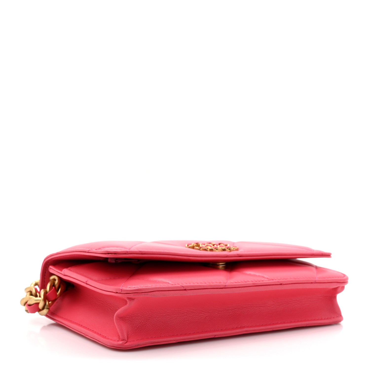 Chanel Lambskin Quilted Chanel 19 Wallet On Chain WOC Dark Pink 4 of 15