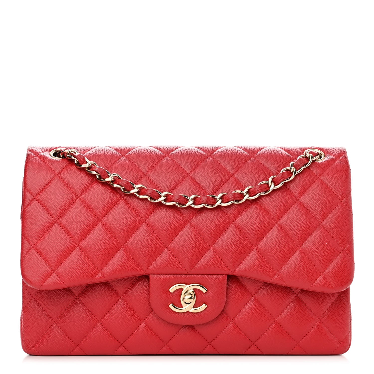 Chanel Caviar Quilted Jumbo Double Flap Red 1 of 14