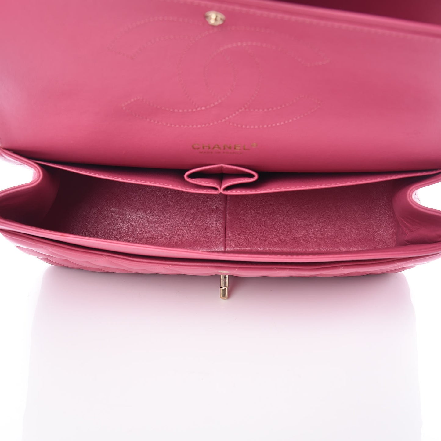 Lambskin Quilted Jumbo Double Flap Dark Pink