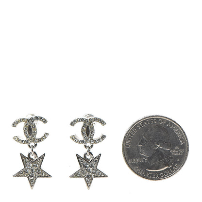 Chanel Crystal CC Star Drop Earrings Silver 2 of 4