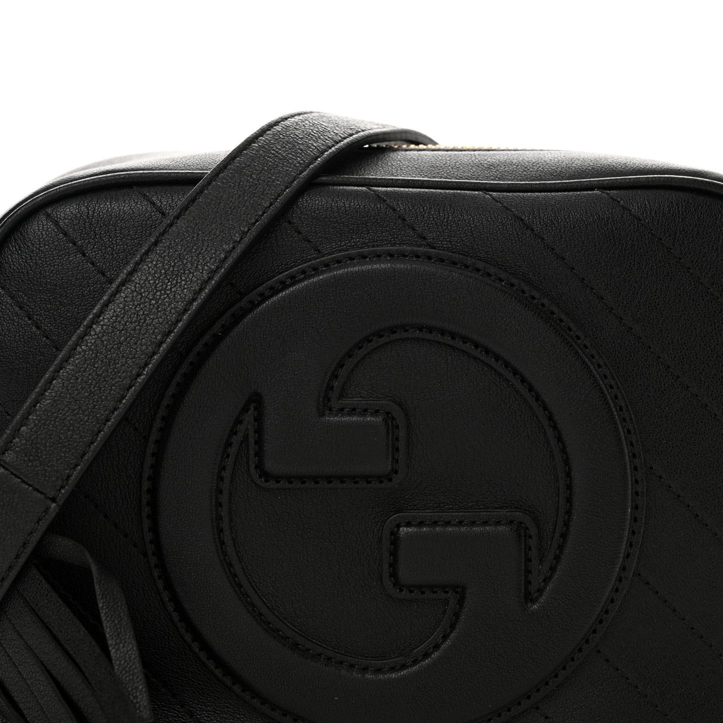 Sakai Be Green Calfskin Diagonal Stitched Small Blondie Shoulder Bag Black
