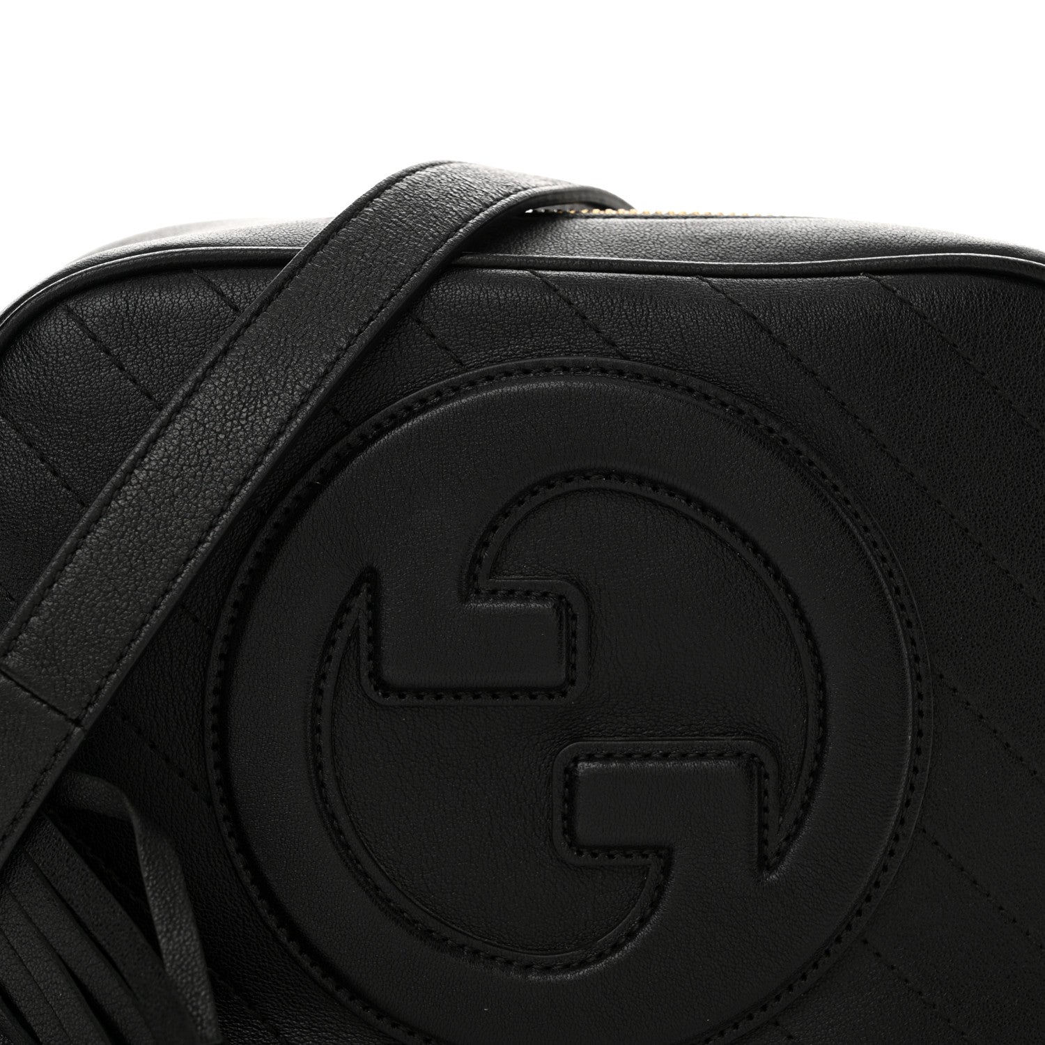 Gucci Sakai Be Green Calfskin Diagonal Stitched Small Blondie Shoulder Bag Black 8 of 10
