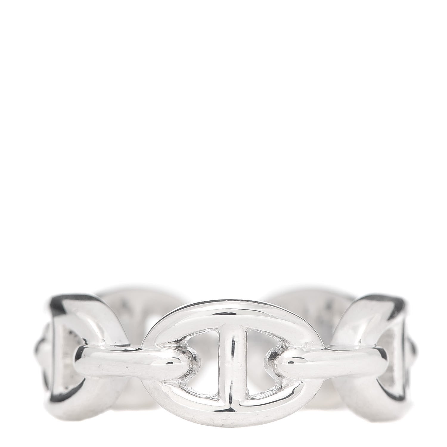 Hermes Sterling Silver PM Chaine d'Ancre Enchainee Band Ring 51 5.75 1 of 7