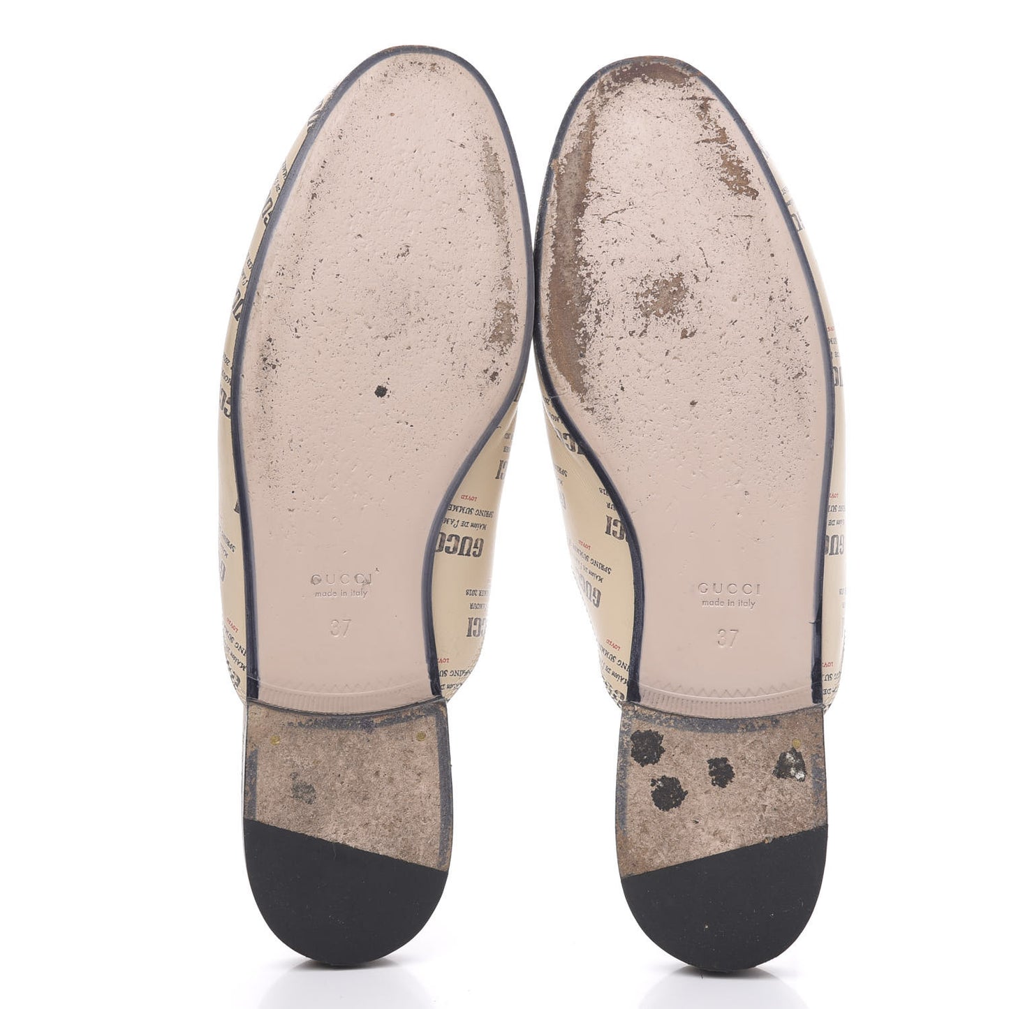 Calfskin Stamp Print Womens Princetown Slippers 37 Soy Black