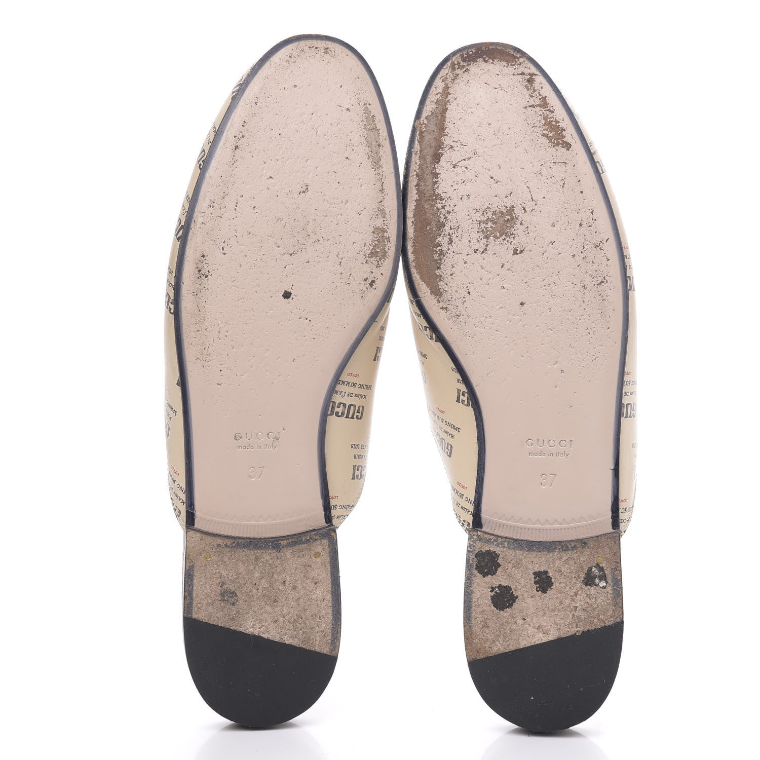 Gucci Calfskin Stamp Print Womens Princetown Slippers 37 Soy Black 5 of 9