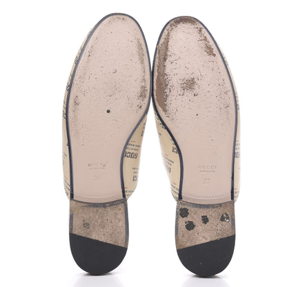 Gucci Calfskin Stamp Print Womens Princetown Slippers 37 Soy Black 5 of 9