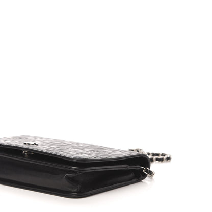 Chanel Goatskin Camellia Embossed Wallet on Chain WOC Black 9 of 10