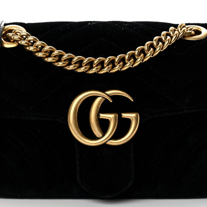 Gucci Velvet Matelasse Mini GG Marmont Shoulder Bag Black 8 of 10