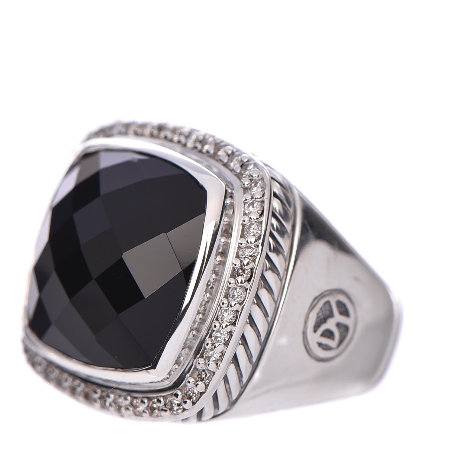 David Yurman Sterling Silver Diamond Black Onyx 14mm Albion Statement Ring 52 6 3 of 5