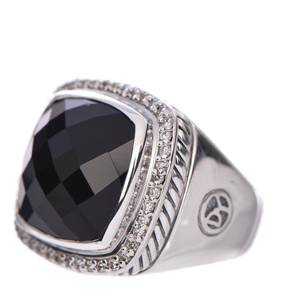 David Yurman Sterling Silver Diamond Black Onyx 14mm Albion Statement Ring 52 6 3 of 5
