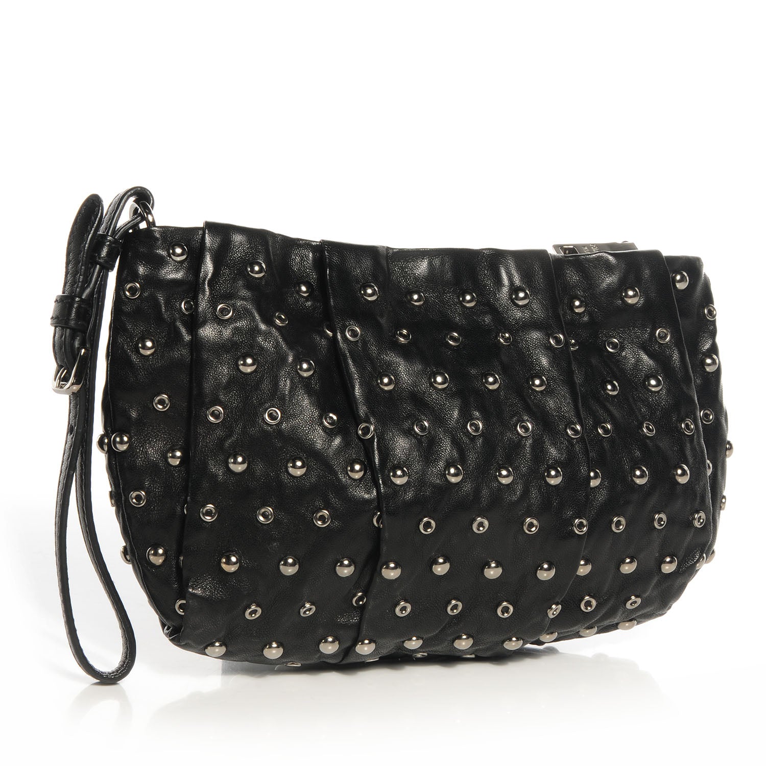 Prada Nappa Grommets Clutch Wristlet Nero Black 3 of 11
