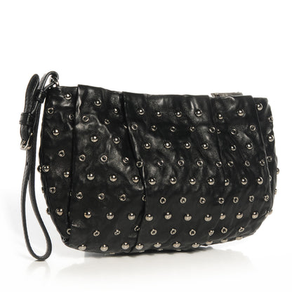 Prada Nappa Grommets Clutch Wristlet Nero Black 3 of 11