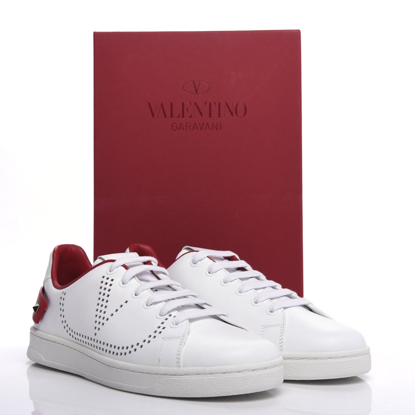 Calfskin Womens Backnet Sneakers 39 White Rosso Valentino