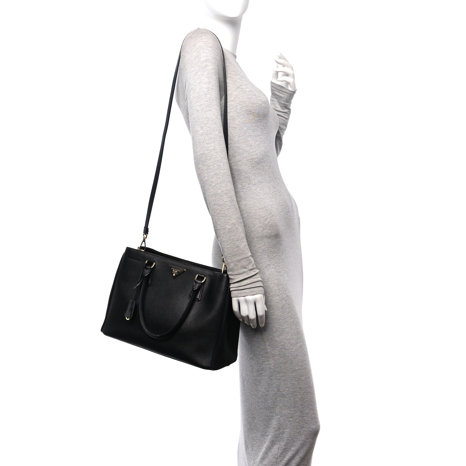 Prada Saffiano Lux Medium Tote Black 2 of 13