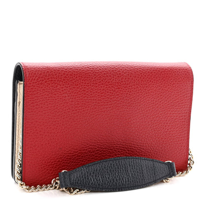 Gucci Dollar Calfskin Soho Wallet On Chain Hibiscus Red Mystic White Blue 3 of 9