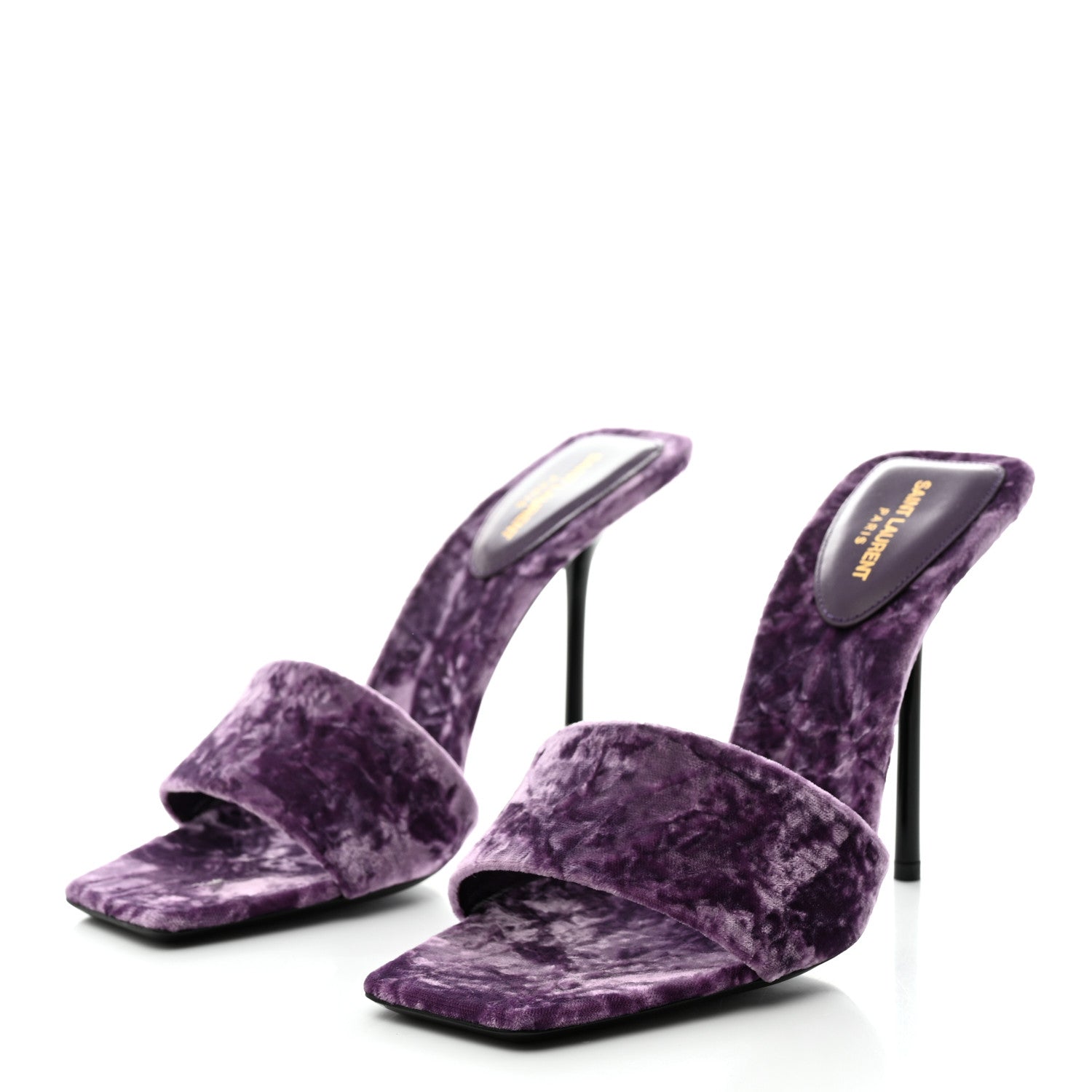 Saint Laurent Velvet Baliqua 105 Mule Sandals 39 Malva 3 of 9