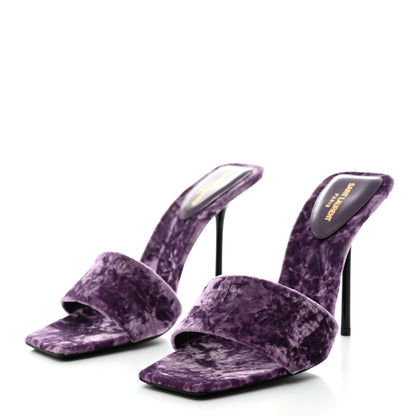 Saint Laurent Velvet Baliqua 105 Mule Sandals 39 Malva 3 of 9