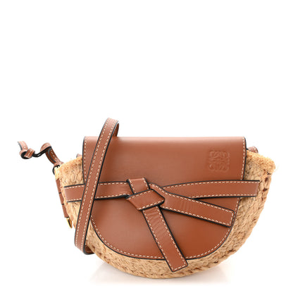 Loewe Calfskin Raffia Mini Gate Crossbody Bag Natural Tan 1 of 9