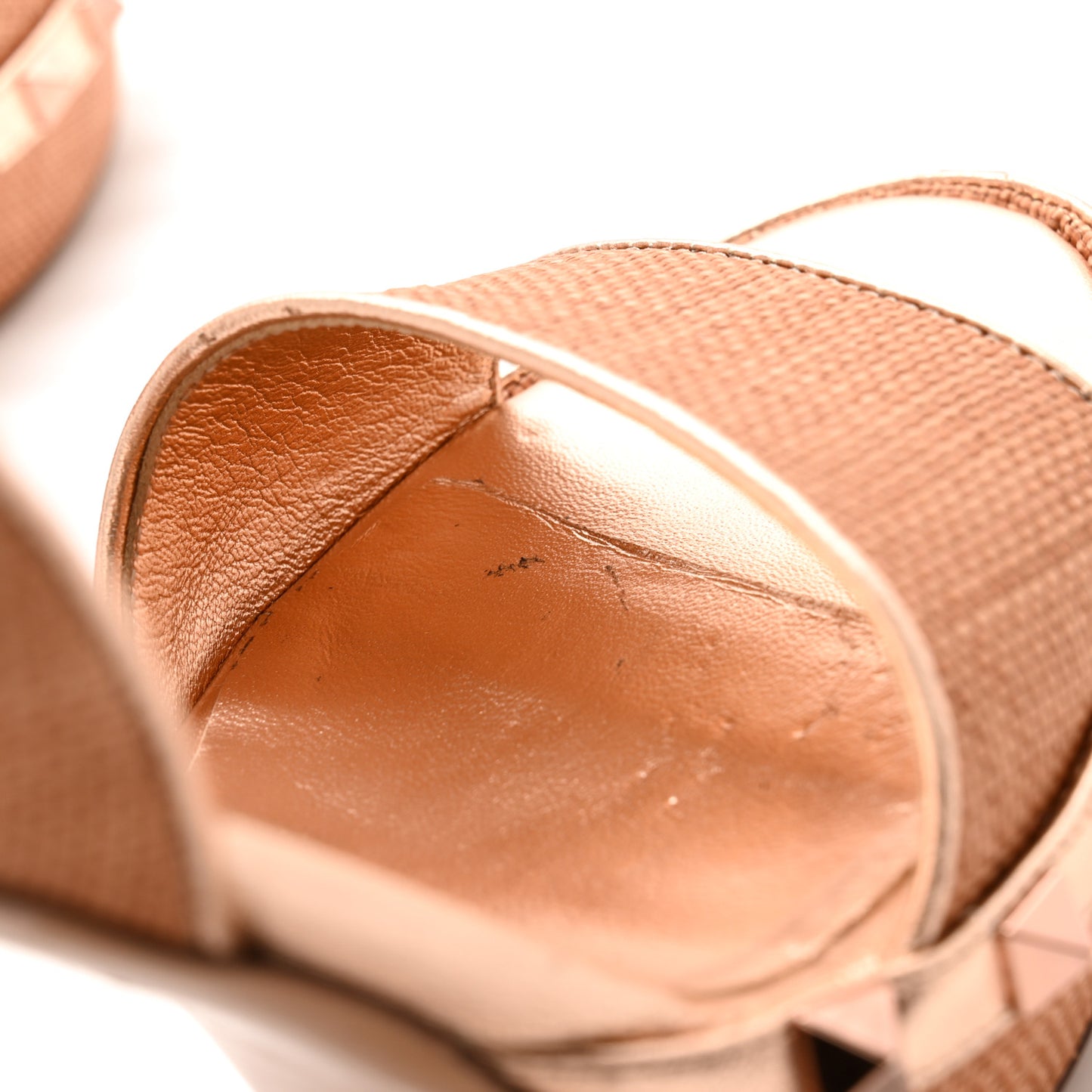 Raffia Woven Rockstud 75/125mm Platform Sandals 37 Naturale Rame