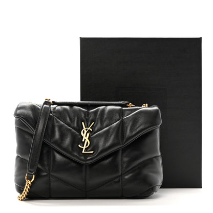 Saint Laurent Lambskin Quilted Toy Loulou Puffer Monogram Chain Satchel Black 12 of 12