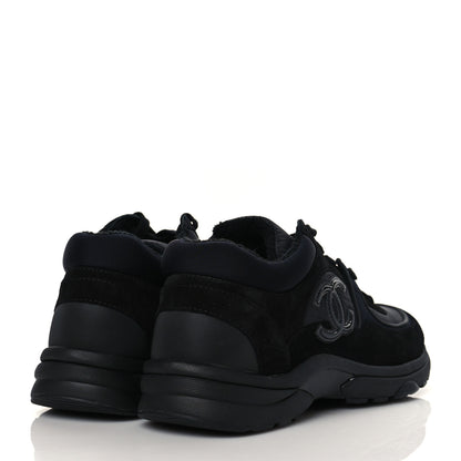 Chanel Fabric Calfskin Suede CC Sneakers 37.5 Black 4 of 7